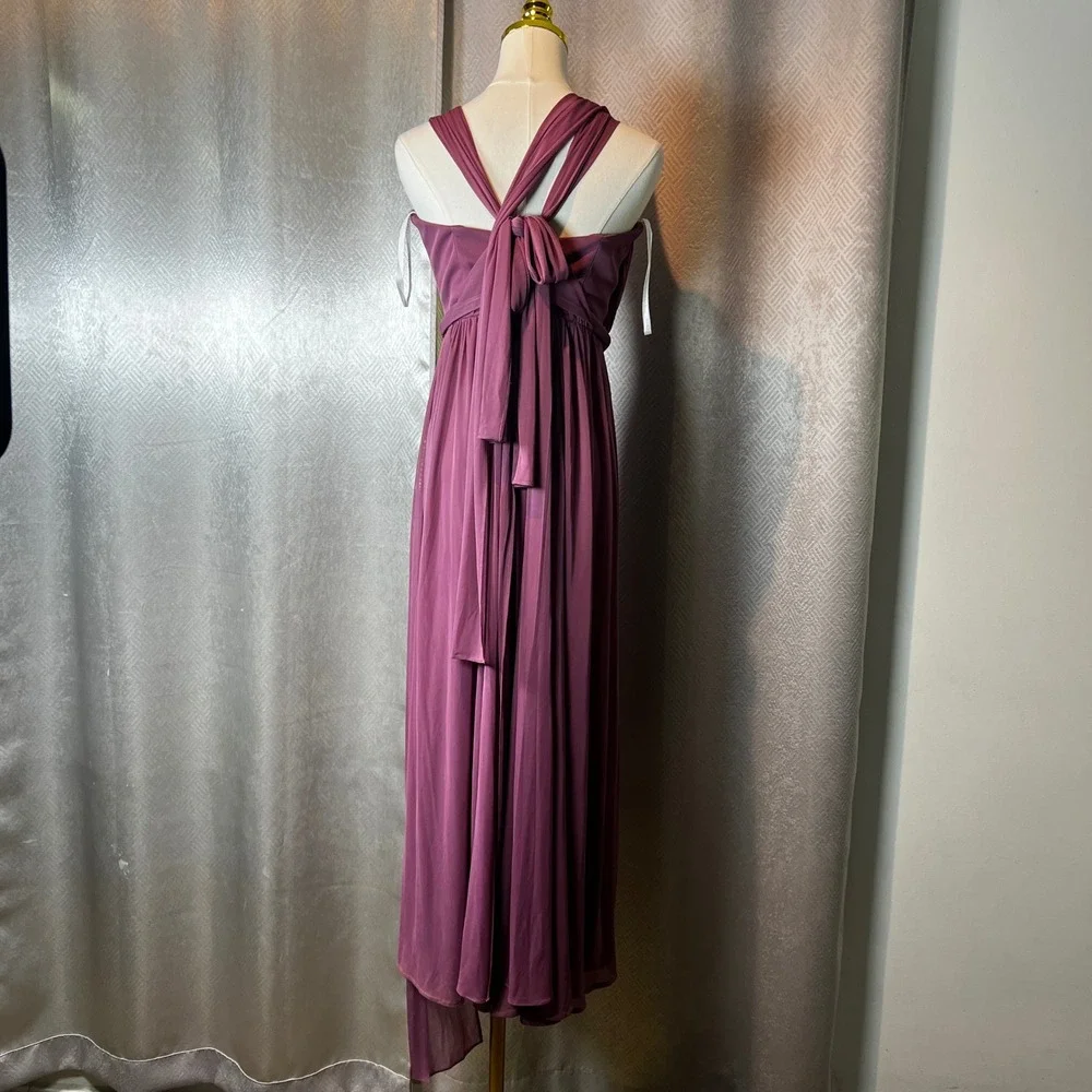 David's Bridal Bridesmaid Dress Convertible Maxi Gown Formal Mauve Size 8 - Picture 5 of 13